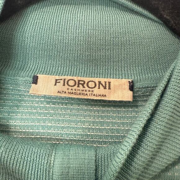 Fioroni Men's Full Zip Sweater Italian Cashmere Silk Wool Blend Blue Aqua 50 Med - Picture 5 of 7